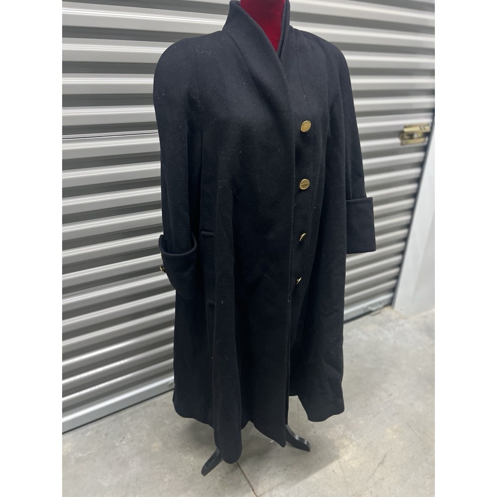 Vintage ilie wacs Wacs Works Trench Coat Ladies Size 6  Black Wool Blend Peacoat
